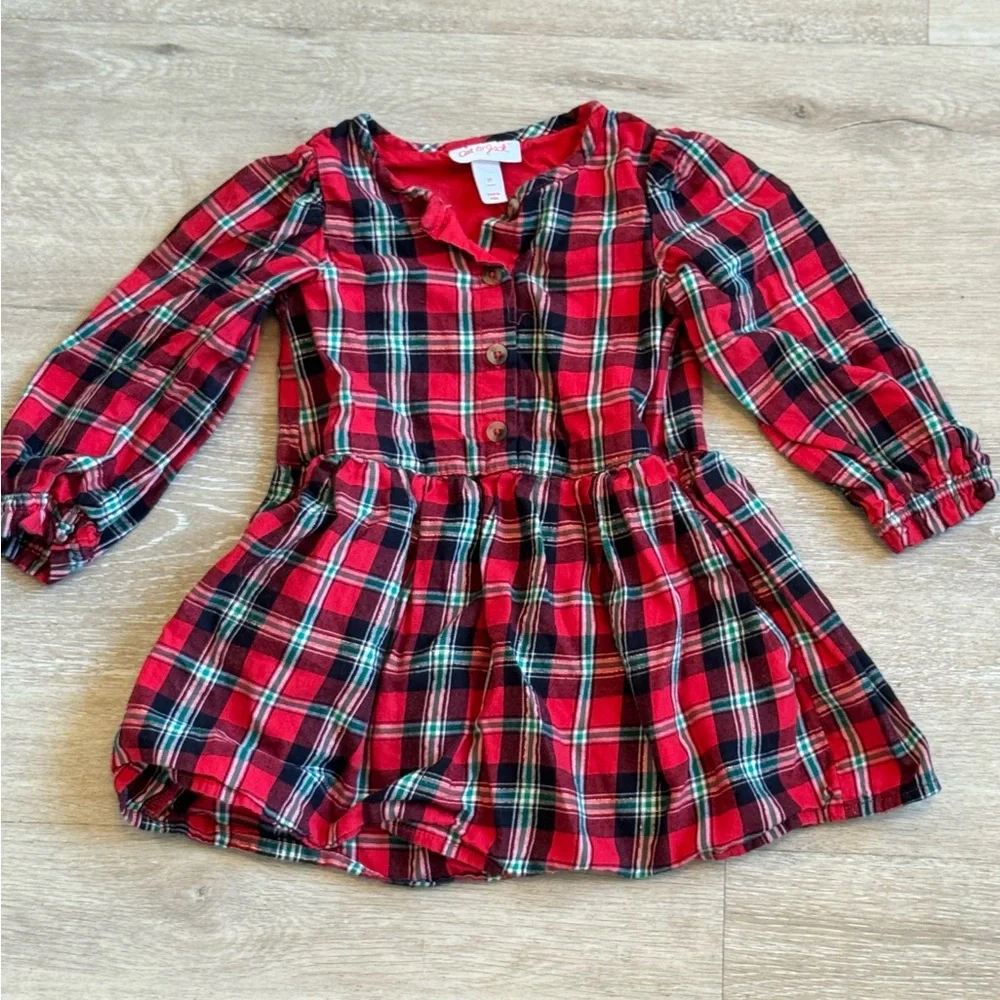 Cat & Jack red long-sleeved plaid dress for toddlers or girls- Size 2T - Picture 2 of 2